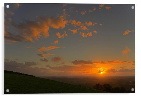 Sunset on Raddon Hill Acrylic by Pete Hemington