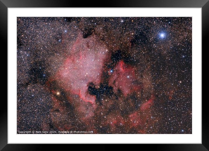 North America and Pelican Nebulae Framed Mounted Print by Pere Sanz