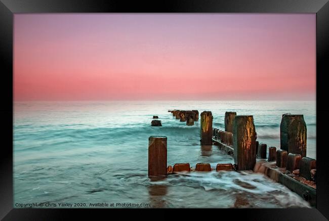Long exposure of Cart Gap Beach on the Norfolk coast Framed Print by Chris Yaxley