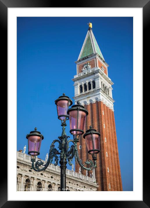 Old Fashioned Street Lamp in Venice Framed Mounted Print by Chris Dorney