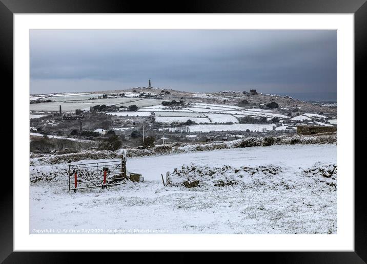 Carn Brea View Framed Mounted Print by Andrew Ray
