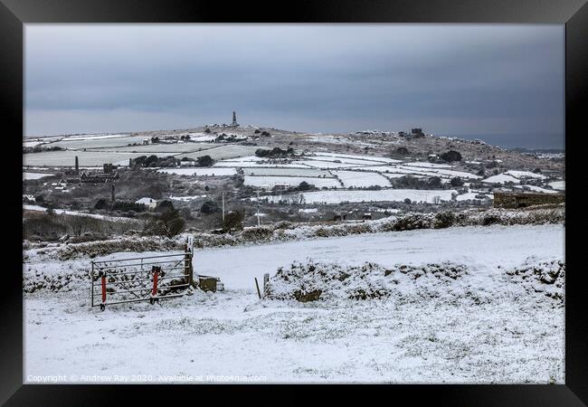 Carn Brea View Framed Print by Andrew Ray