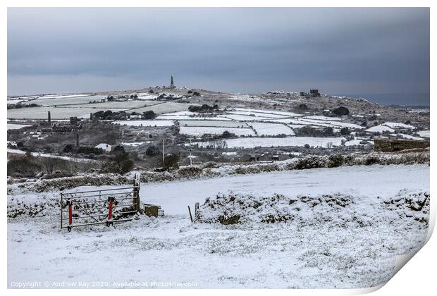 Carn Brea View Print by Andrew Ray