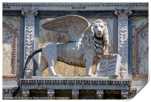 Lion of Venice Sculpture on Scuola Grande di San Marco Print by Chris Dorney