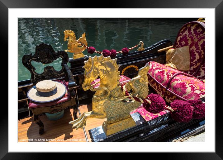 Beautifully Decorated Gondola in Venice Framed Mounted Print by Chris Dorney