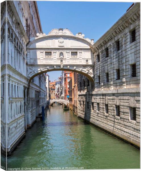 The Bridge of Sighs in Venice Canvas Print by Chris Dorney