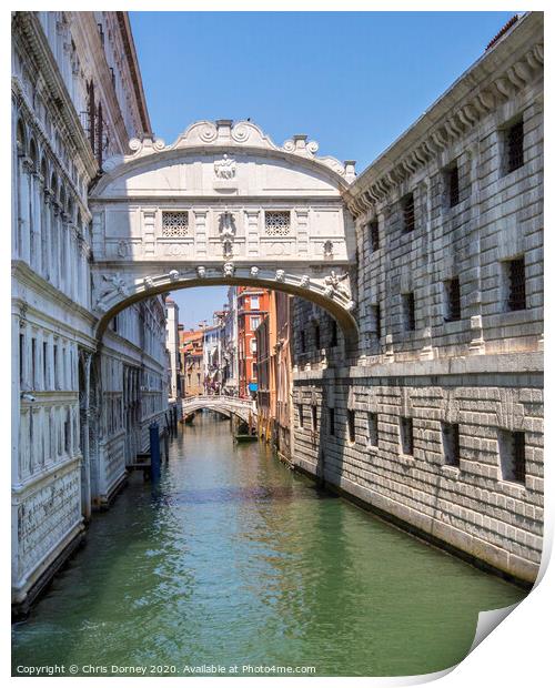 The Bridge of Sighs in Venice Print by Chris Dorney