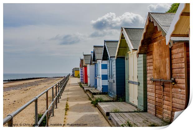North Norfolk Beach huts in the seaside town of Cr Print by Chris Yaxley