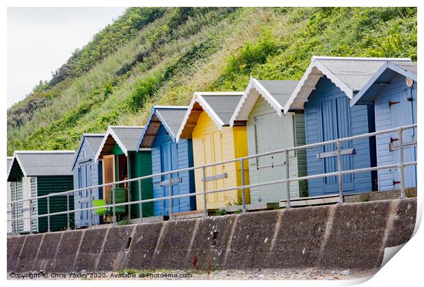 North Norfolk Beach huts in the seaside town of Cr Print by Chris Yaxley