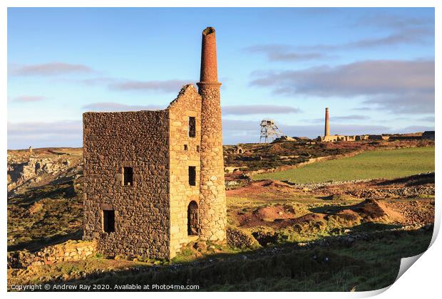 Engine Houses at Wheal Owles Print by Andrew Ray