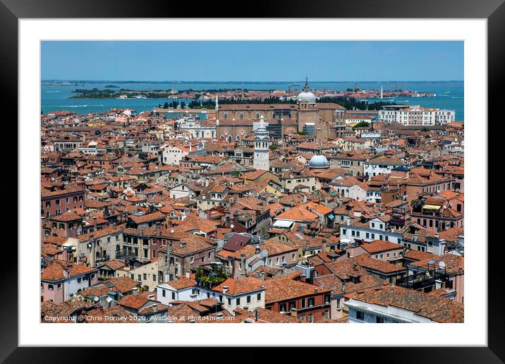 View from St. Marks Campanile in Venice Framed Mounted Print by Chris Dorney