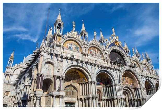 St. Marks Basilica in Venice Print by Chris Dorney