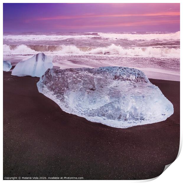 ICELAND Blocks of ice on the coast  Print by Melanie Viola