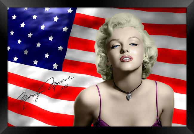 American Icon: Vivid Monroe Monochrome Framed Print by David Tyrer