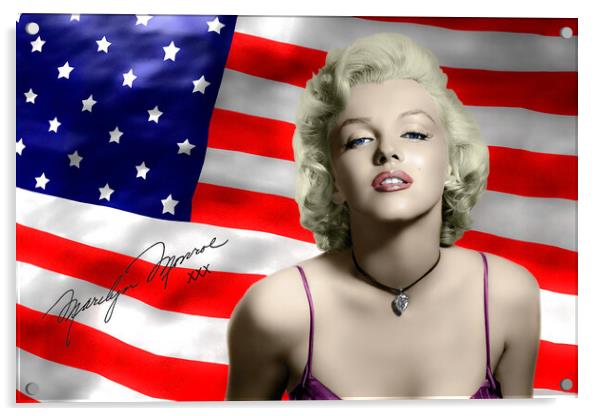 American Icon: Vivid Monroe Monochrome Acrylic by David Tyrer
