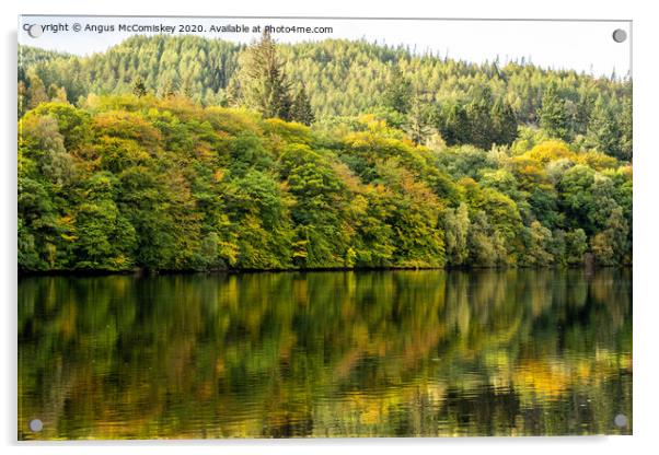 Autumn reflections on Loch Faskally Acrylic by Angus McComiskey