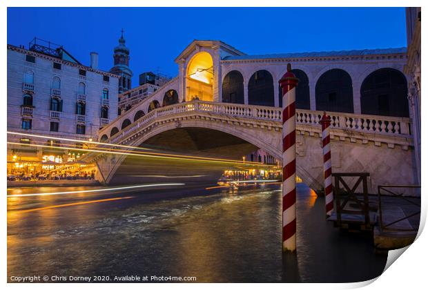 Rialto Bridge in Venice Print by Chris Dorney