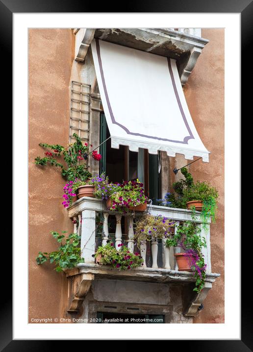 Venetian Balcony Framed Mounted Print by Chris Dorney