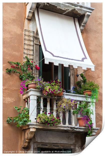 Venetian Balcony Print by Chris Dorney