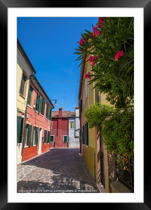 The Island of Burano in Italy Framed Mounted Print by Chris Dorney
