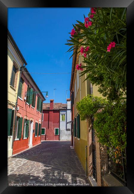 The Island of Burano in Italy Framed Print by Chris Dorney