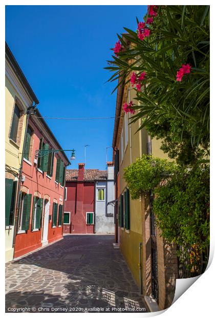 The Island of Burano in Italy Print by Chris Dorney