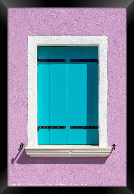 Window in Burano Framed Print by Chris Dorney