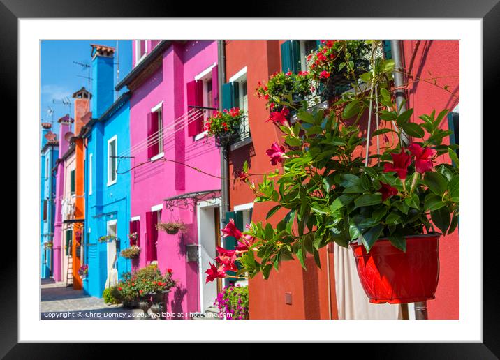 Burano in Italy Framed Mounted Print by Chris Dorney