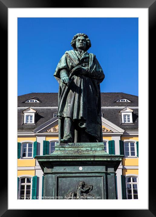 Beethoven Statue in Bonn Framed Mounted Print by Chris Dorney