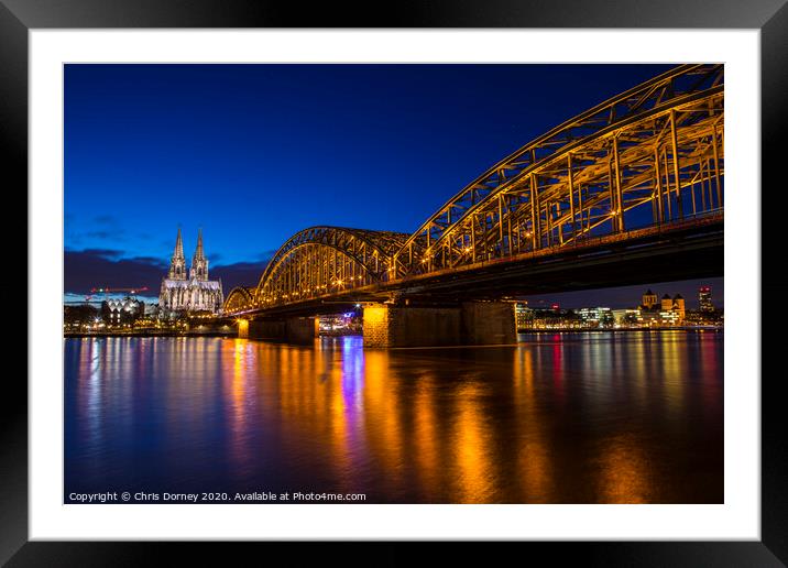 Cologne Cathedral and the Hohenzollern Bridge Framed Mounted Print by Chris Dorney