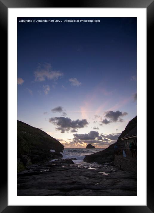 Trebarwith Strand sunset, Cornwall Framed Mounted Print by Amanda Hart