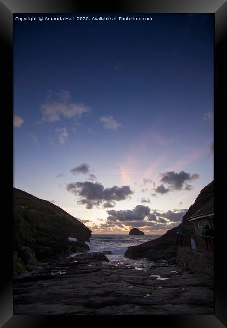 Trebarwith Strand sunset, Cornwall Framed Print by Amanda Hart