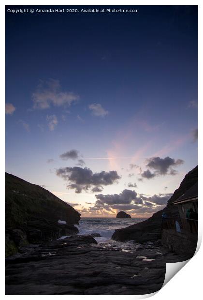 Trebarwith Strand sunset, Cornwall Print by Amanda Hart