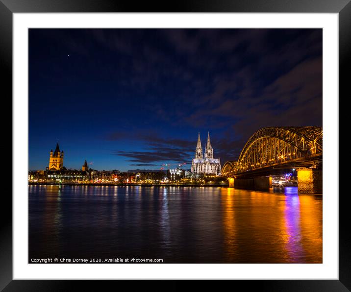 Planet Venus over the City of Cologne in Germany Framed Mounted Print by Chris Dorney