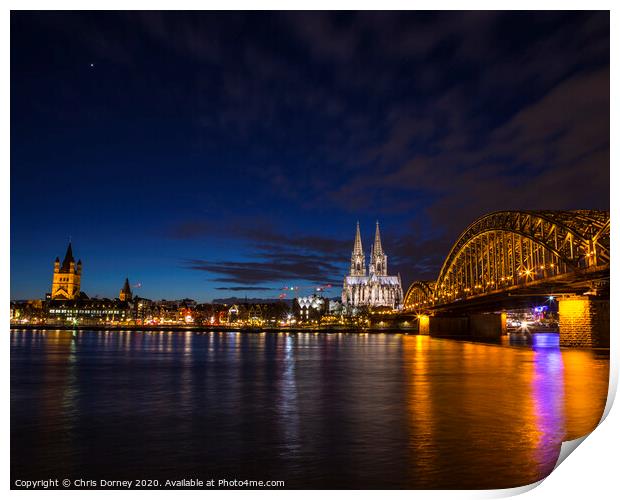 Planet Venus over the City of Cologne in Germany Print by Chris Dorney