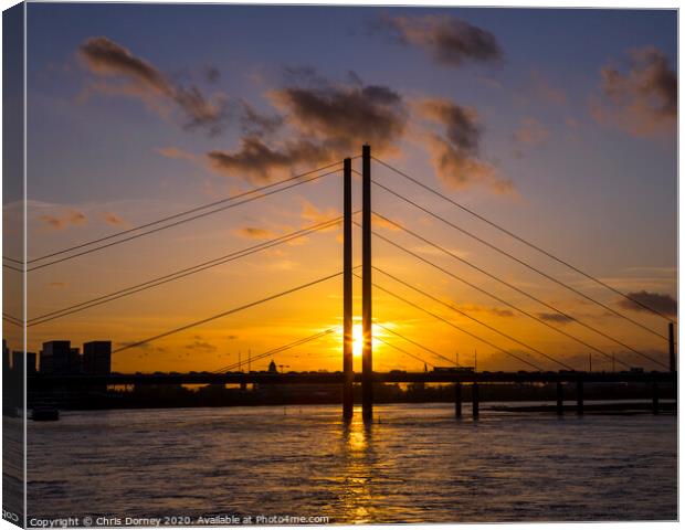 Knie Bridge in Dusseldorf Canvas Print by Chris Dorney