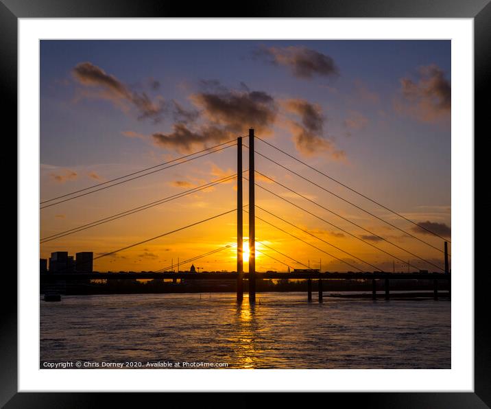 Knie Bridge in Dusseldorf Framed Mounted Print by Chris Dorney