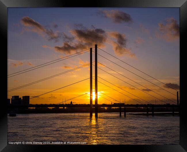 Knie Bridge in Dusseldorf Framed Print by Chris Dorney