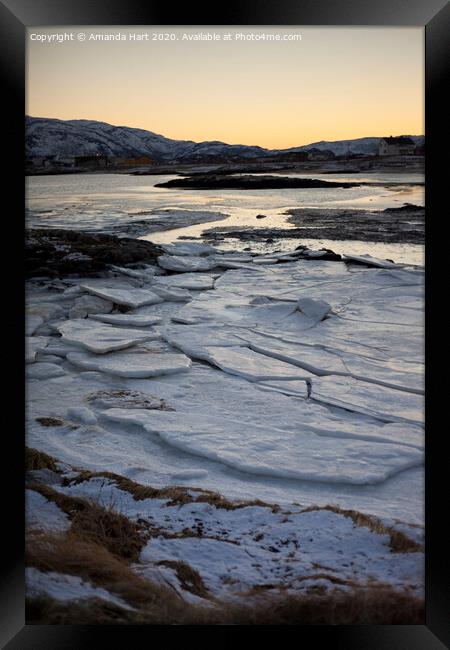 Frozen sea in Norway Framed Print by Amanda Hart