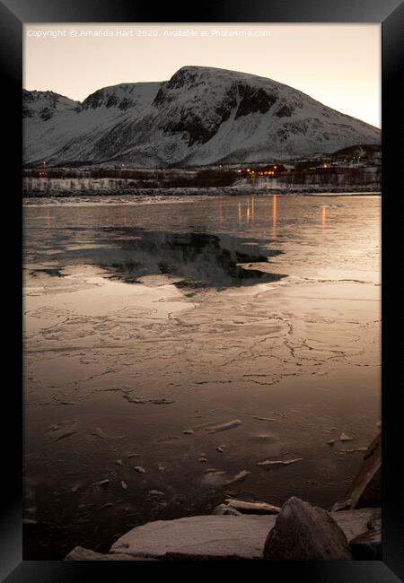 Frozen sea in Norway Framed Print by Amanda Hart