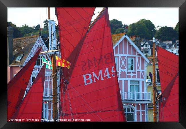Red Sails Passing Dartmouth Waterfront Framed Print by Tom Wade-West