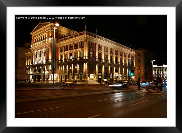 Vienna Opera House at night. Framed Mounted Print by David Birchall