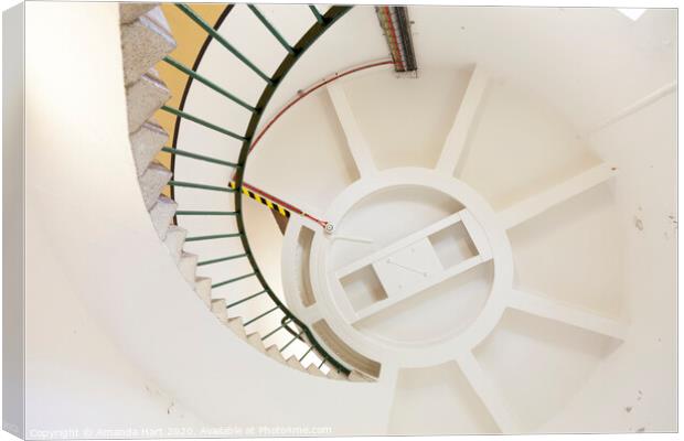 Spiral staircase inside a lighthouse Canvas Print by Amanda Hart