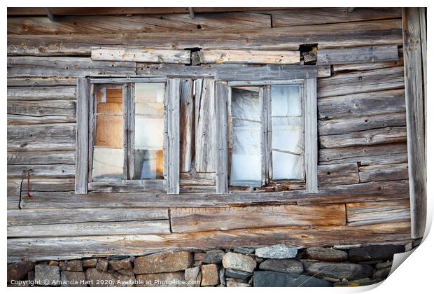 A wooden hut in Norway Print by Amanda Hart