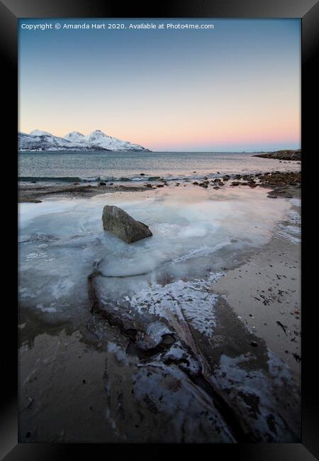 Frozen beach in Norway Framed Print by Amanda Hart