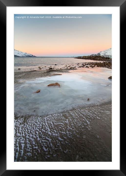 Frozen beach in Norway Framed Mounted Print by Amanda Hart