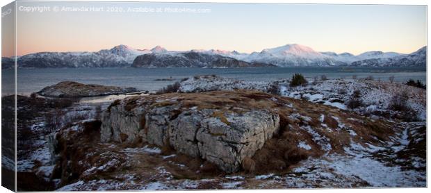 Mountain range in Norway Canvas Print by Amanda Hart