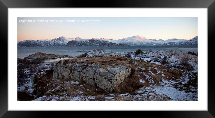 Mountain range in Norway Framed Mounted Print by Amanda Hart
