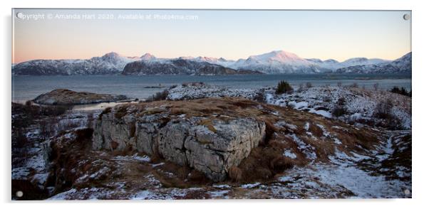 Mountain range in Norway Acrylic by Amanda Hart