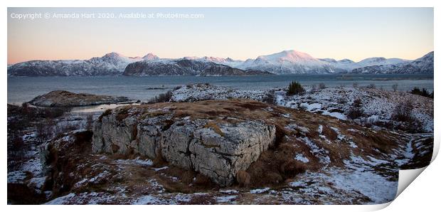 Mountain range in Norway Print by Amanda Hart